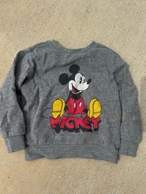 Disney Gray Crewneck Sweater with Black & White Mickey Graphic
